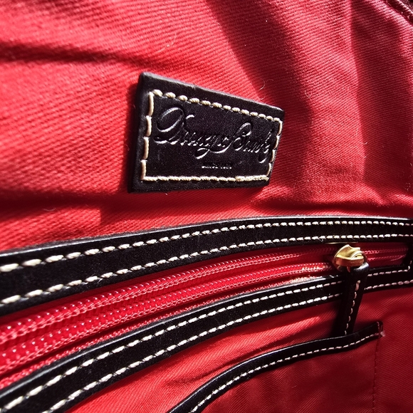 Dooney & Bourke 1975 Logo Satchel Cream Black Red Interior Shoulder Bag - Picture 10 of 14